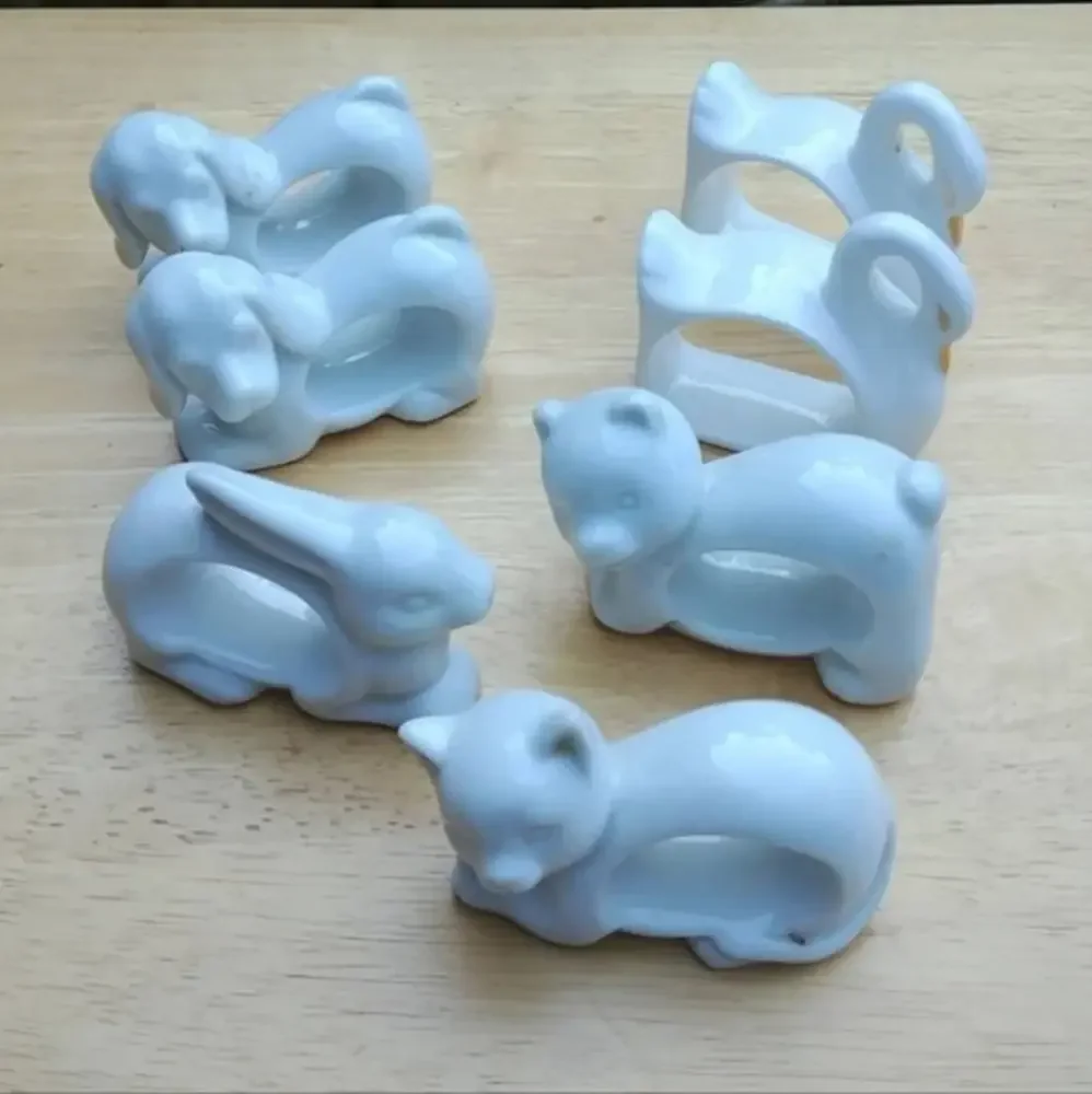 Animal Bone China Napkin Rings Vintage